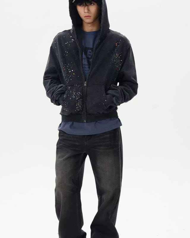 Zip Up Hoodie Rhinestone