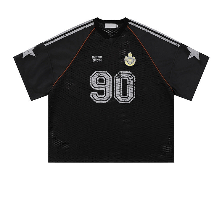 Retro 90's Star Graffiti Mesh Football Tee