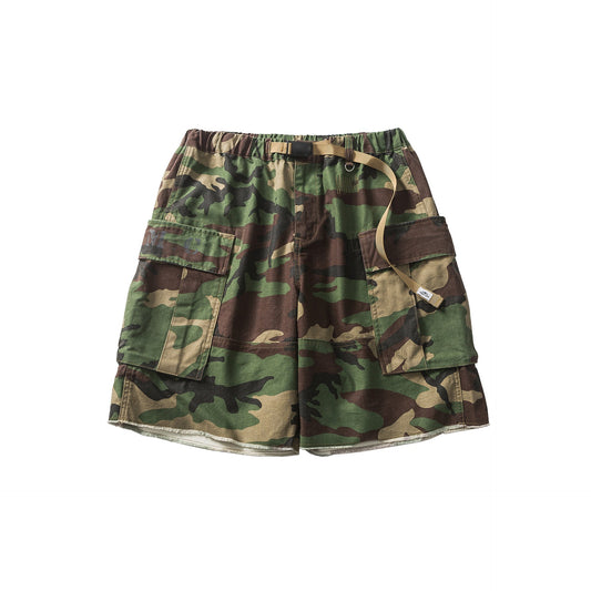 Red Solitude Outdoor Camo Drawstring Cargo Shorts