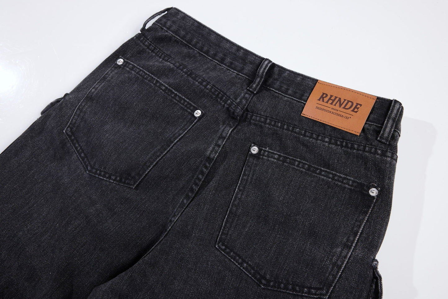 Washed Black Vintage Straight Leg Cargo Jeans