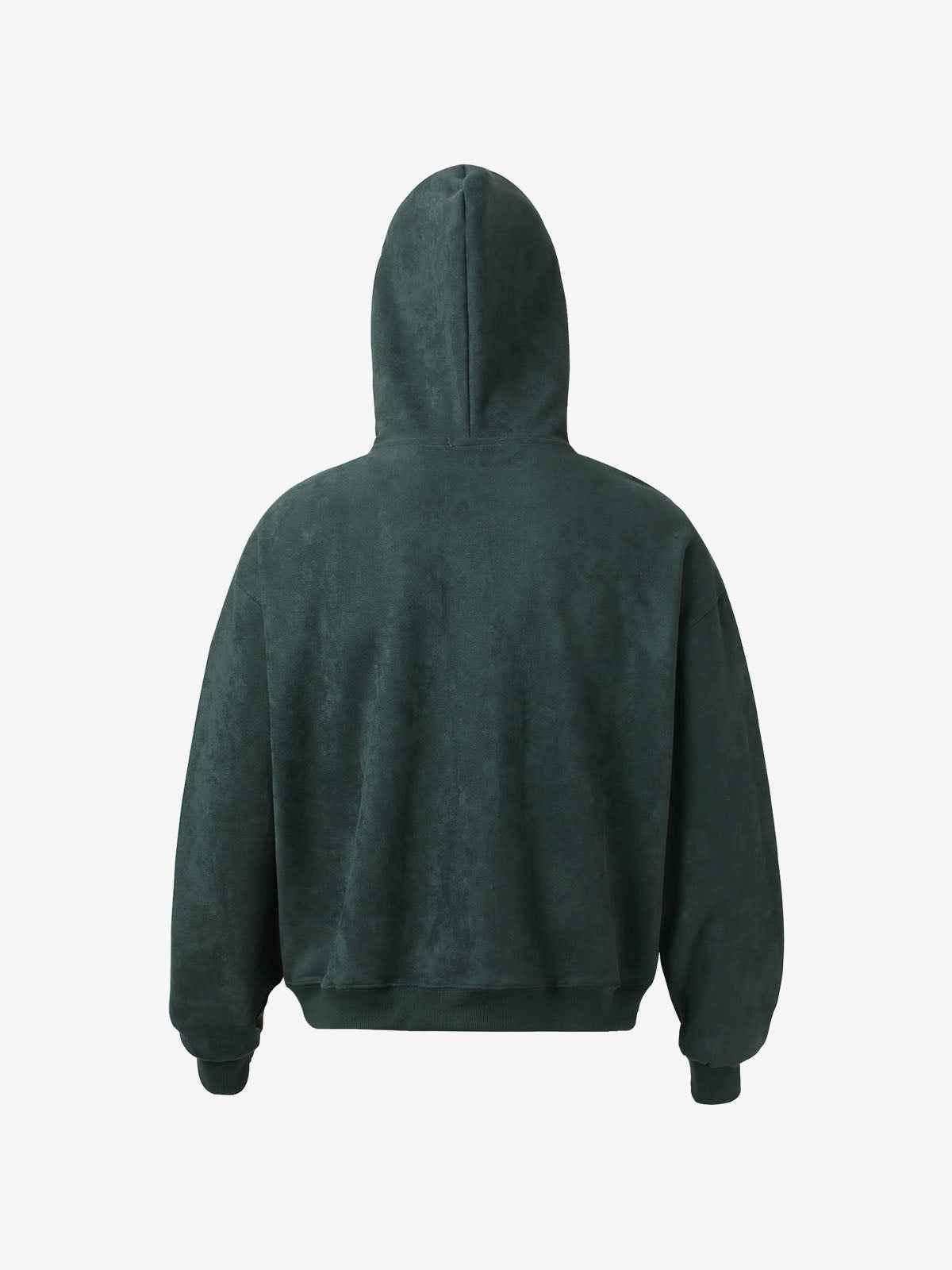 Suede Letter Embroidered Cropped Zip-Up Hoodie