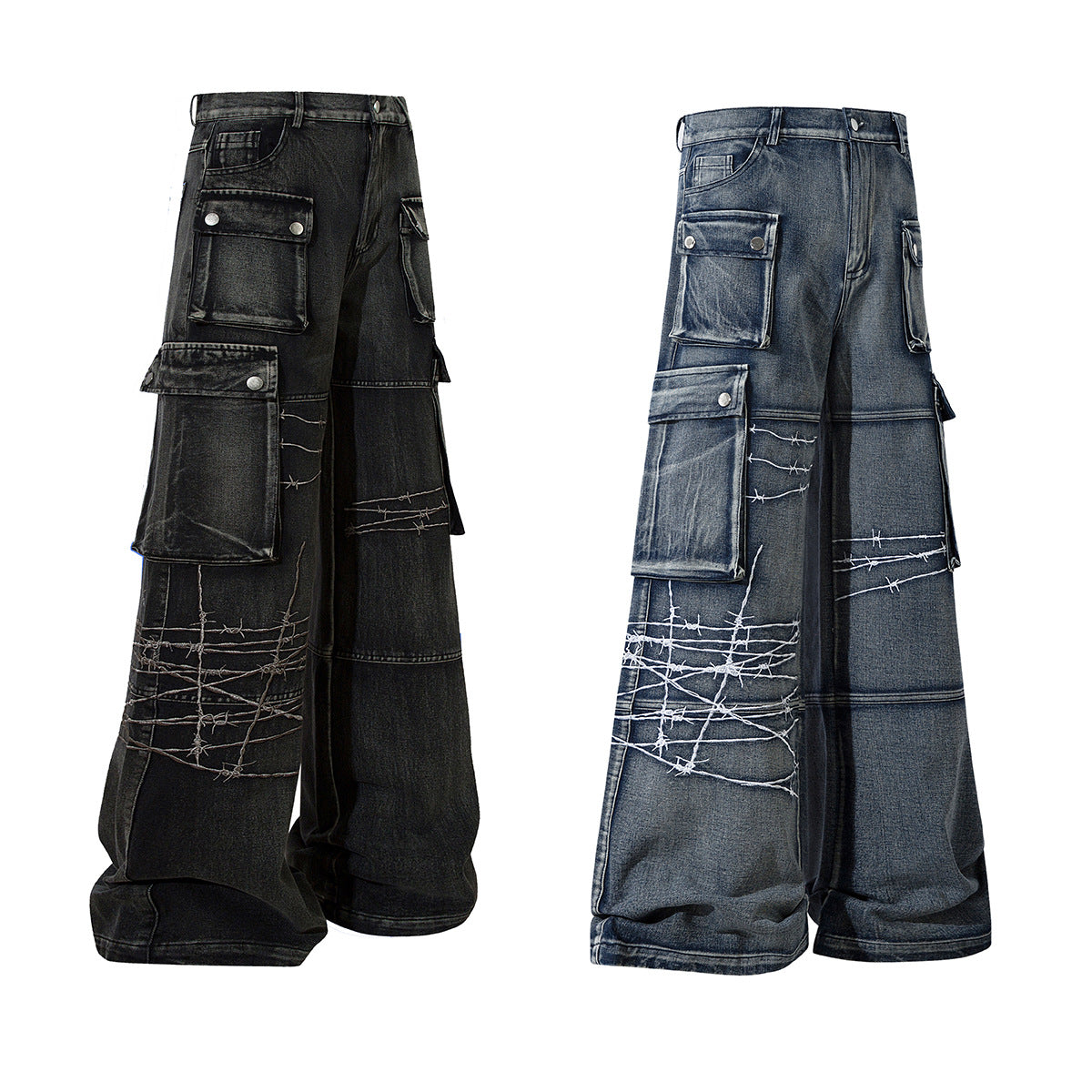 Barbed Baggy Embroidery Cargo Pants