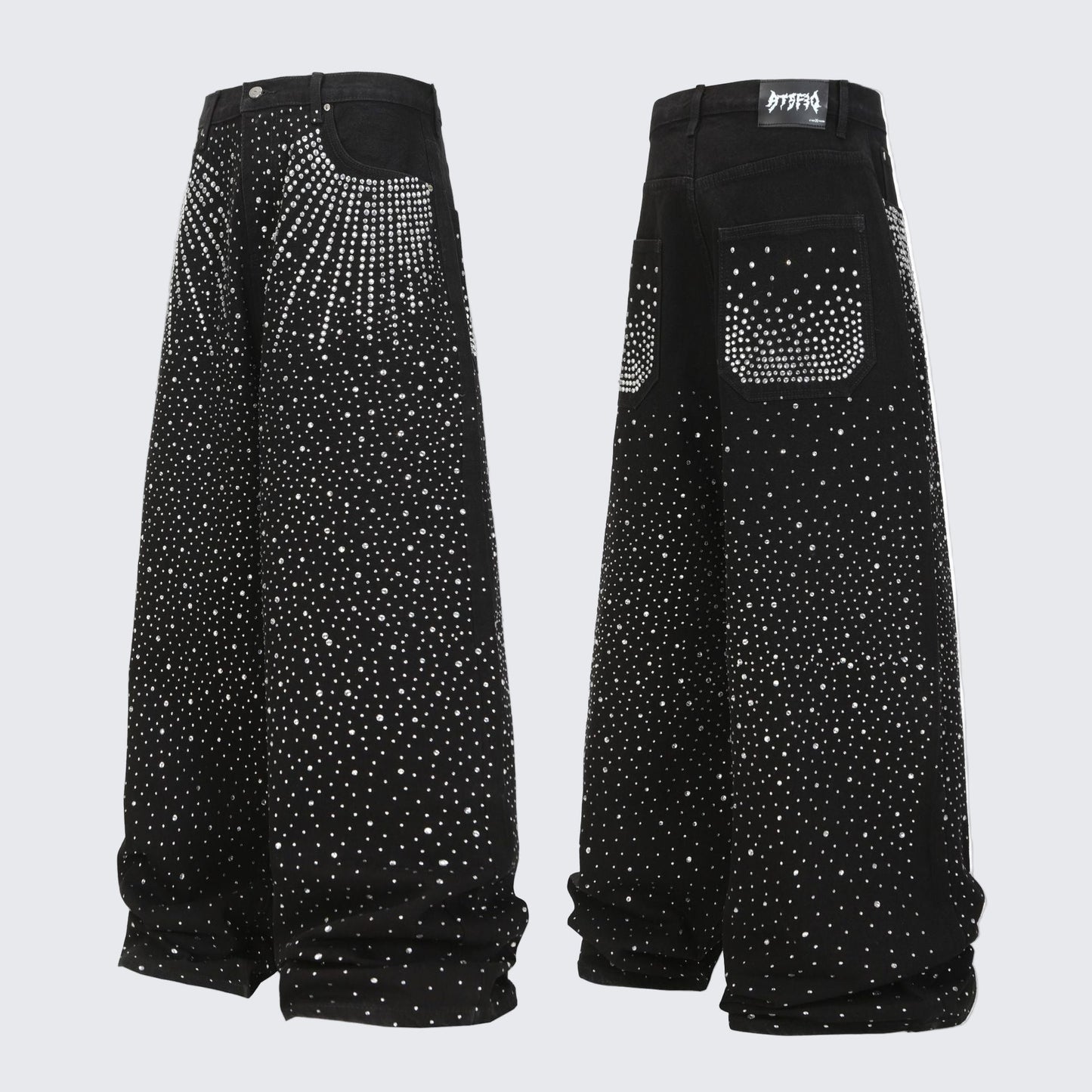 Diamond-Encrusted Black Jeans