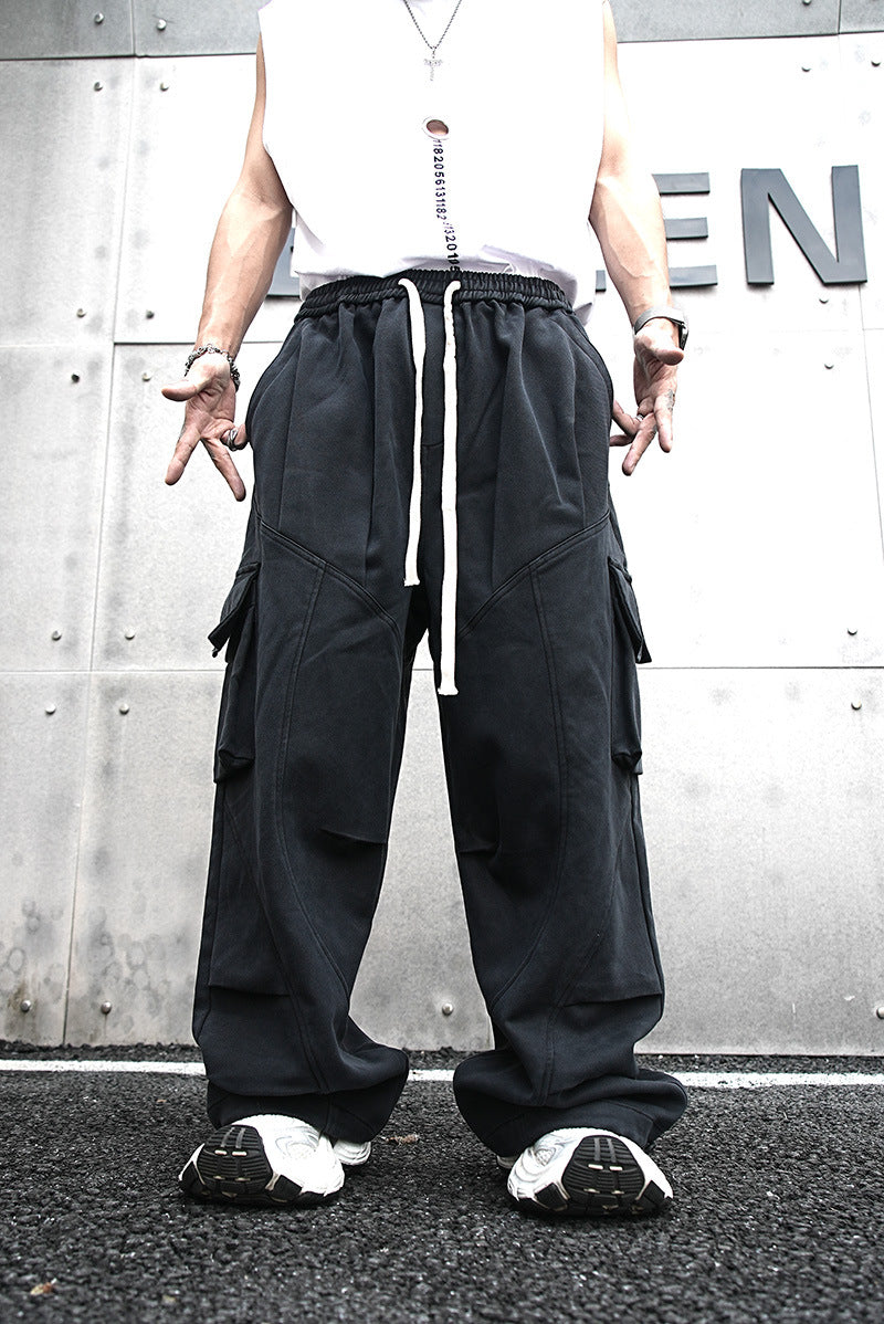 Baggy Cotton Black Cargo Pants