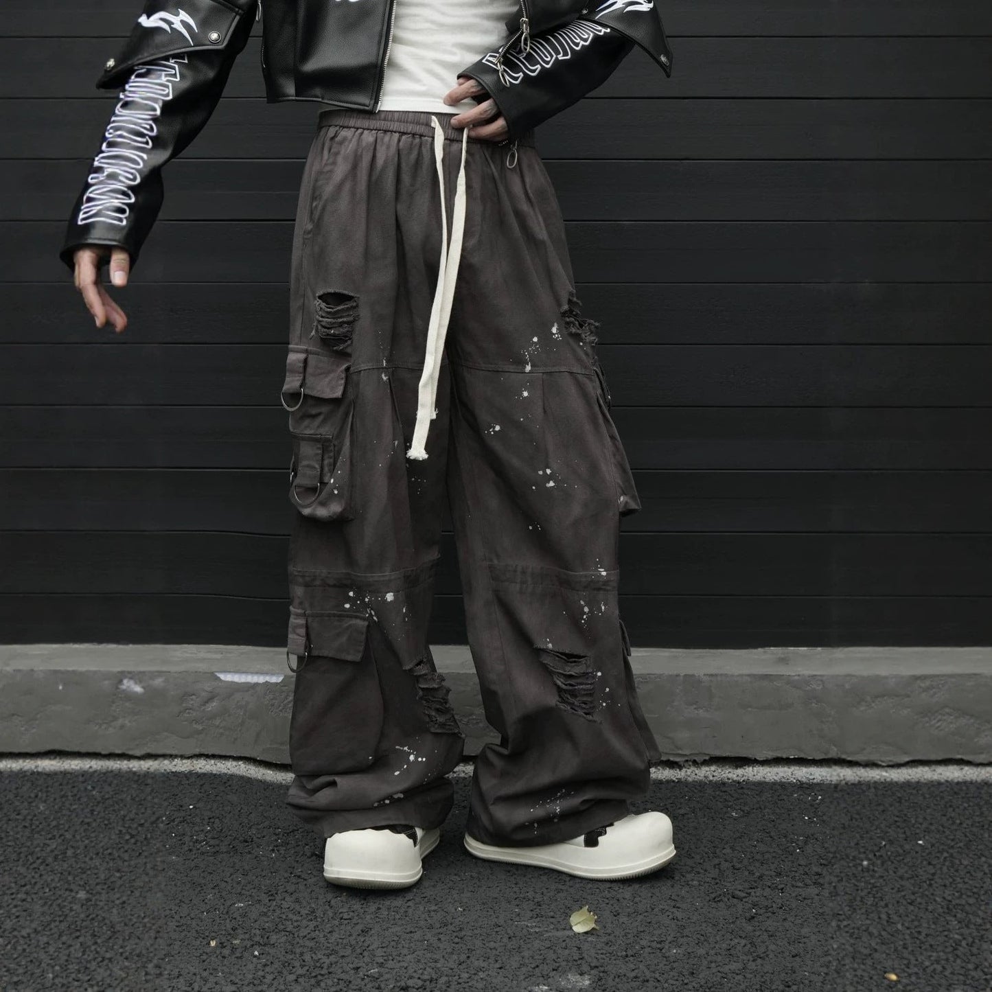 Stone Distressed Cargo Pants