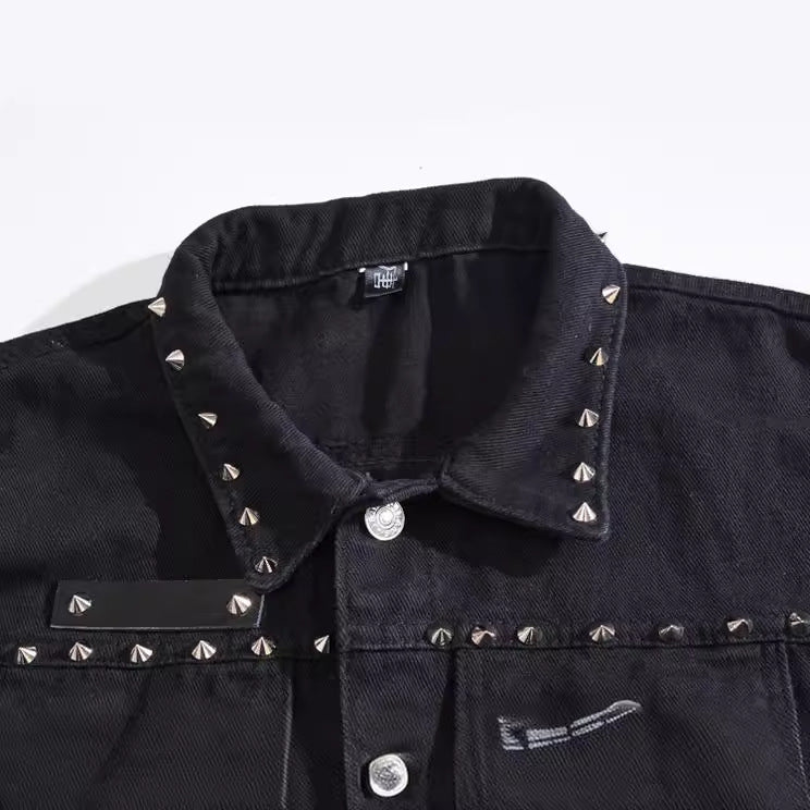 Edgy Studs Denim Vest