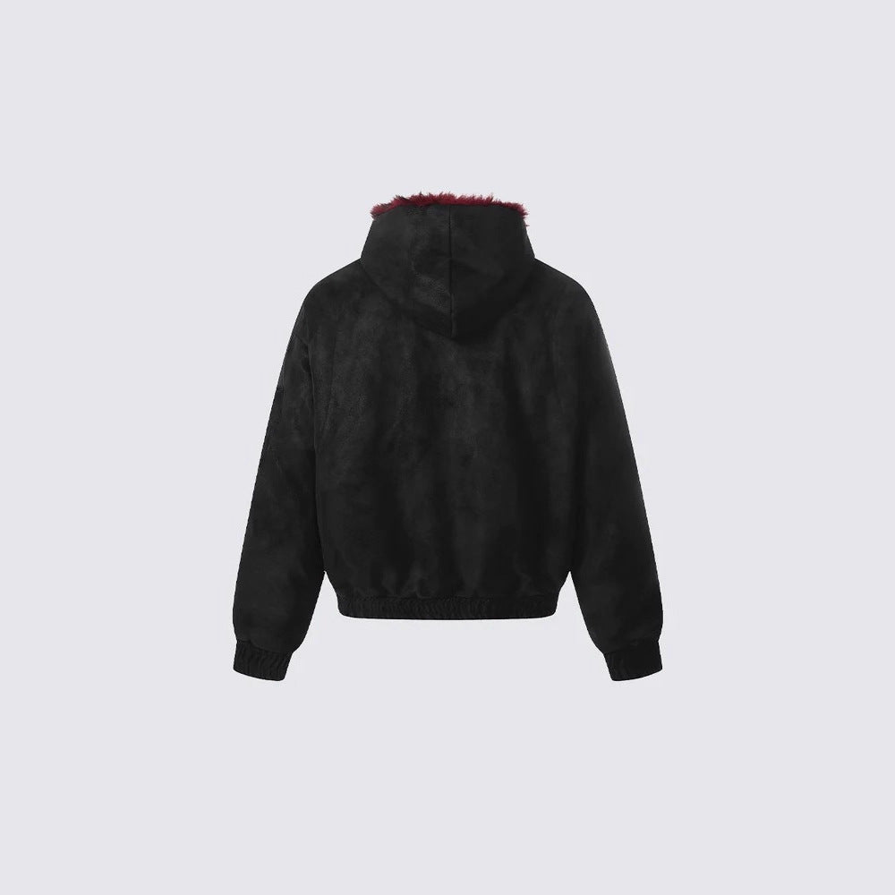 Fleece Lined 'Crimson' Red Fur Jacket