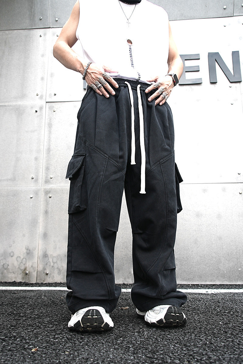 Baggy Cotton Black Cargo Pants