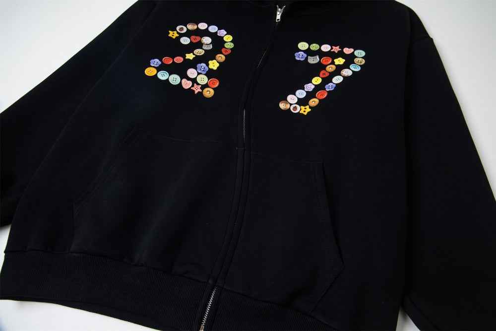 Unique Breathable Zipper Button Hooded Sweatshirt