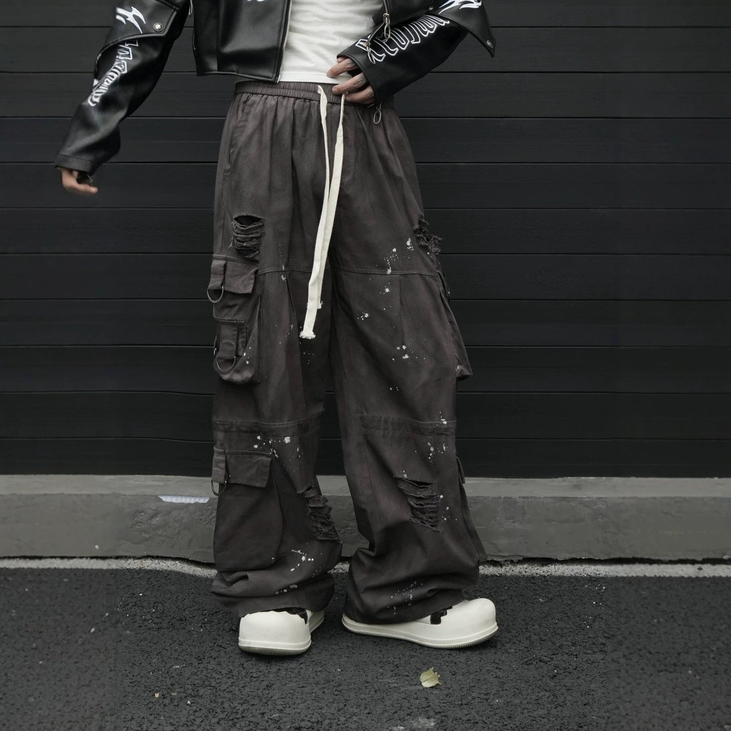 Stone Distressed Cargo Pants