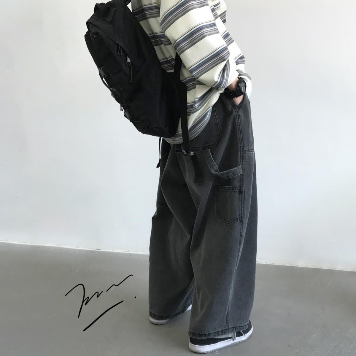 JA1 Relaxed Wide-Leg Washed Jeans
