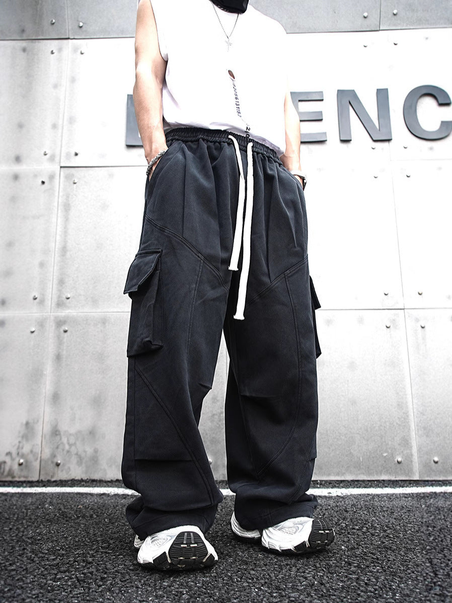 Baggy Cotton Black Cargo Pants