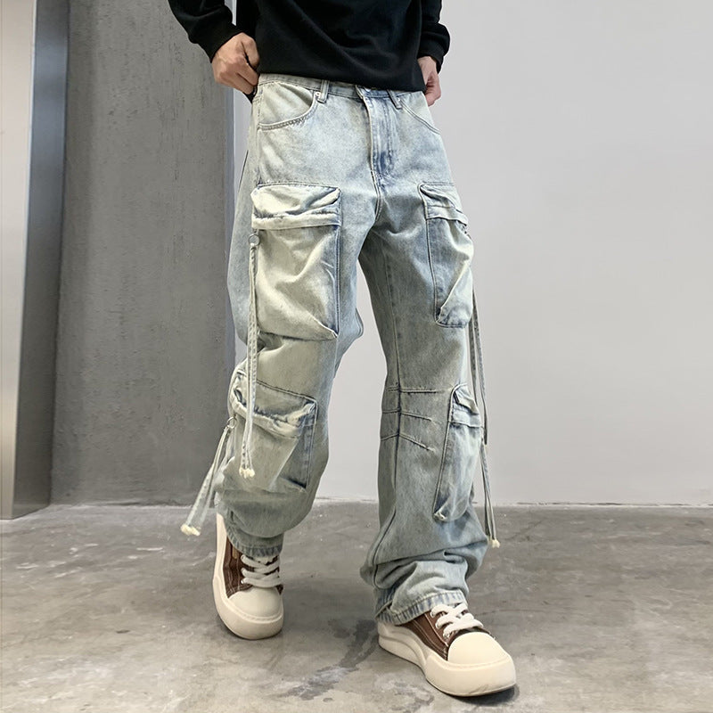 Multi Pocket Sky Blue Cargo Pants