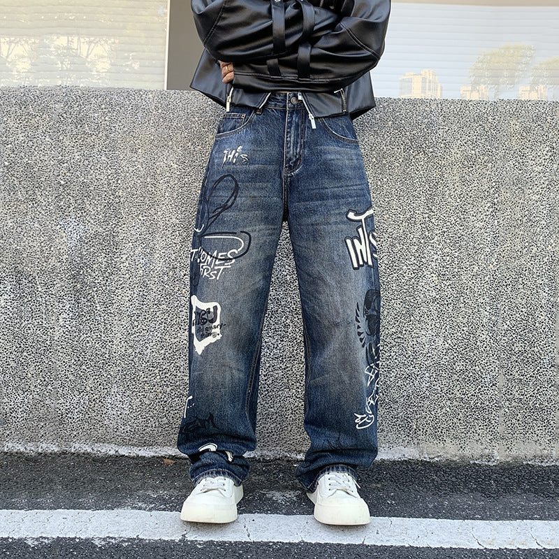Retro Graffiti Loose Fit Jeans