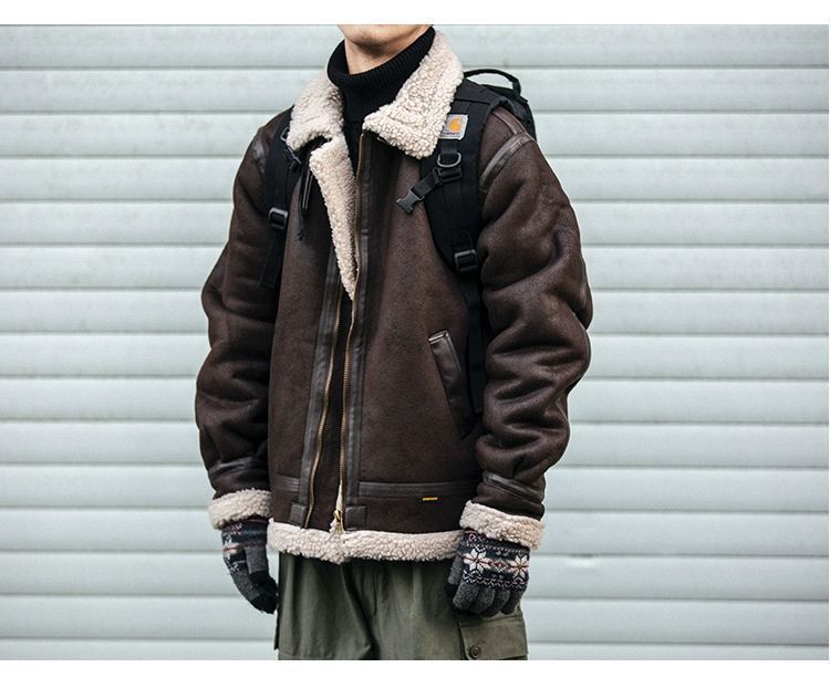 Motorcycle Suede Brown Fur Jacket