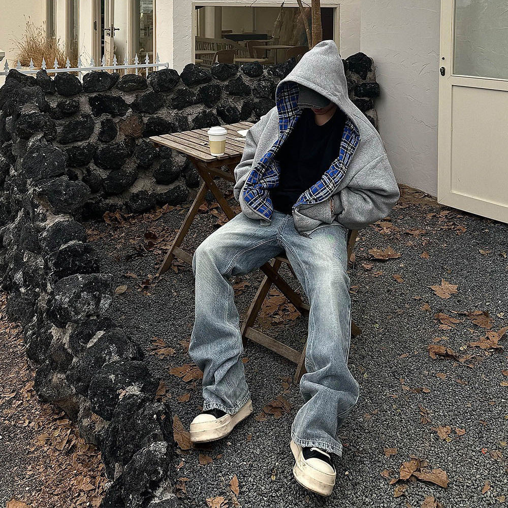 Plaid Reversible Zip Hoodie