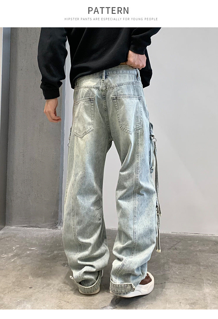Multi Pocket Sky Blue Cargo Pants