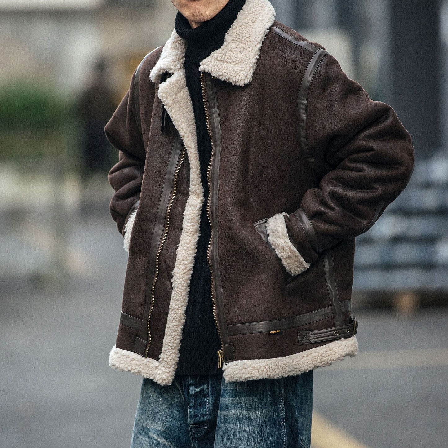 Motorcycle Suede Brown Fur Jacket