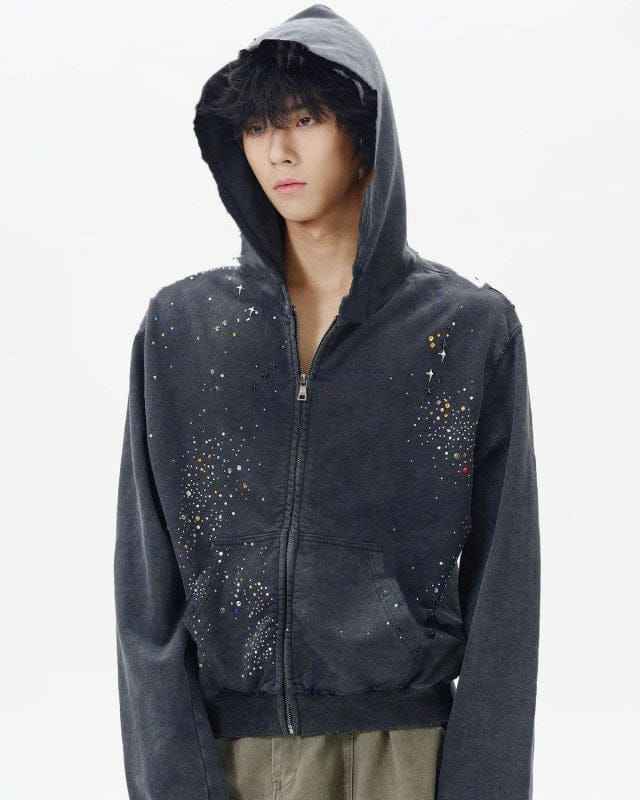 Zip Up Hoodie Rhinestone