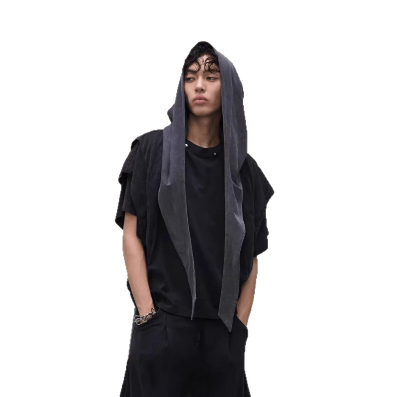 Two Piece Distressed Hooded T-Shirt