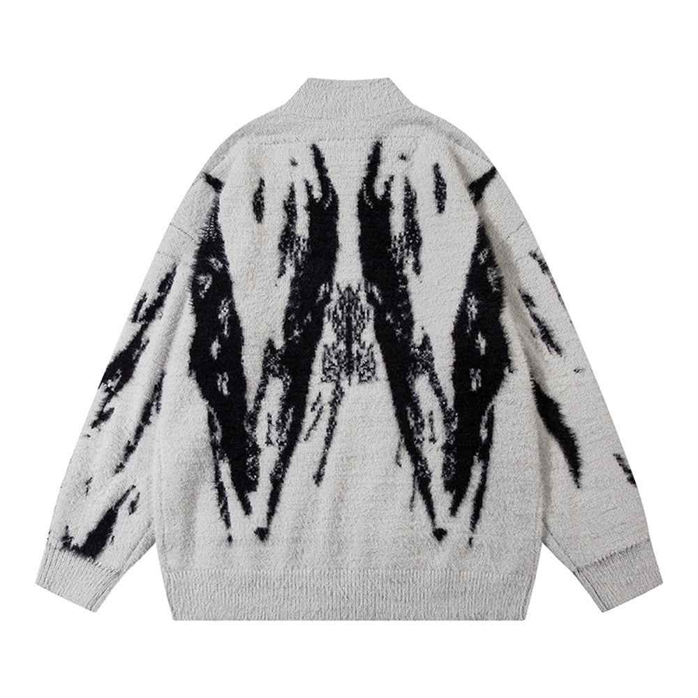 Y2K Breathable Stylish Floral Zip-Up Knit Cardigan