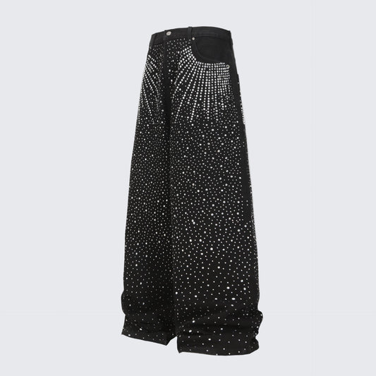 Diamond-Encrusted Black Jeans