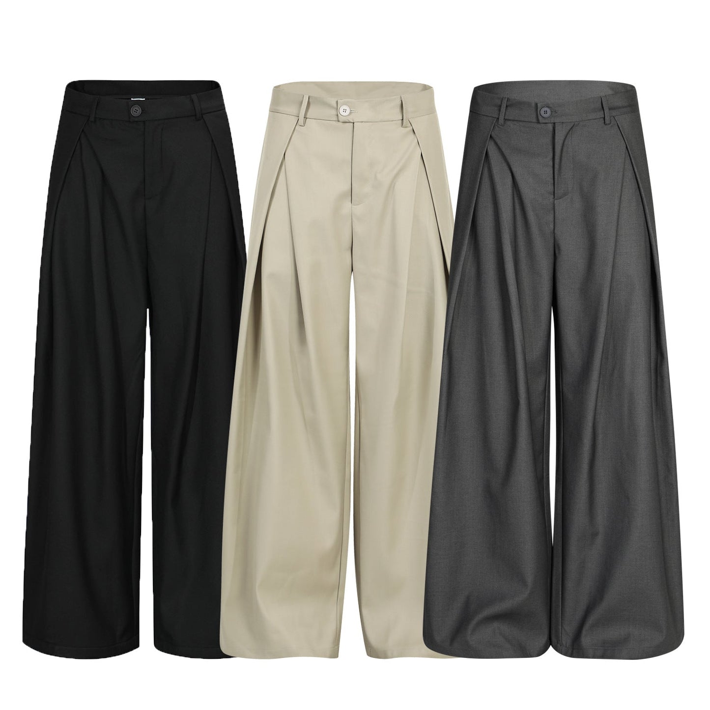 Retro Loose Pleated Deconstructed Casual Trousers