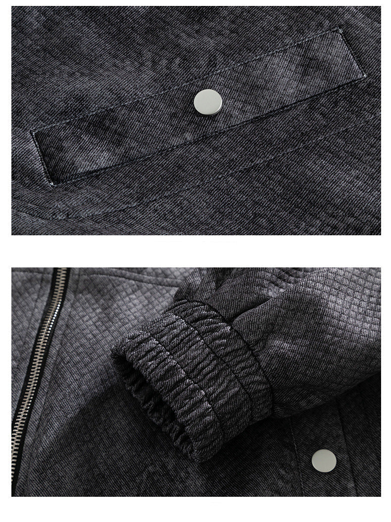 Jacquard Faux Denim Casual Jacket