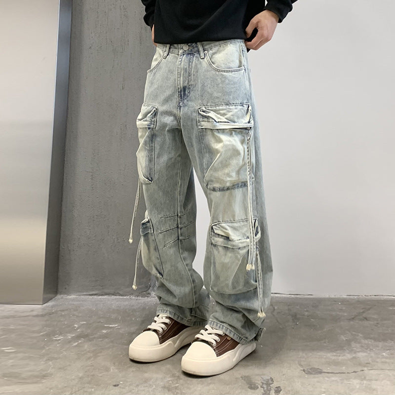 Multi Pocket Sky Blue Cargo Pants