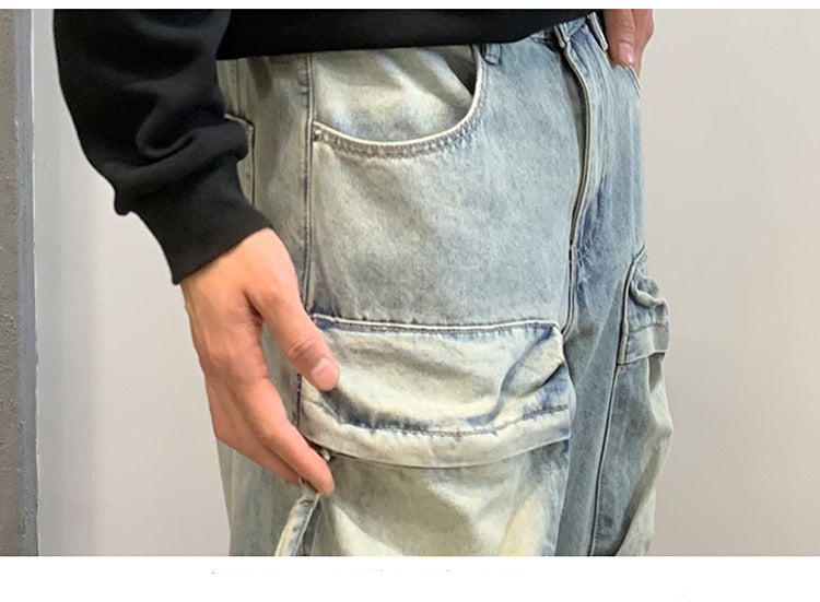 Multi Pocket Sky Blue Cargo Pants