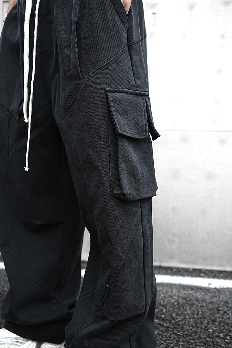 Baggy Cotton Black Cargo Pants