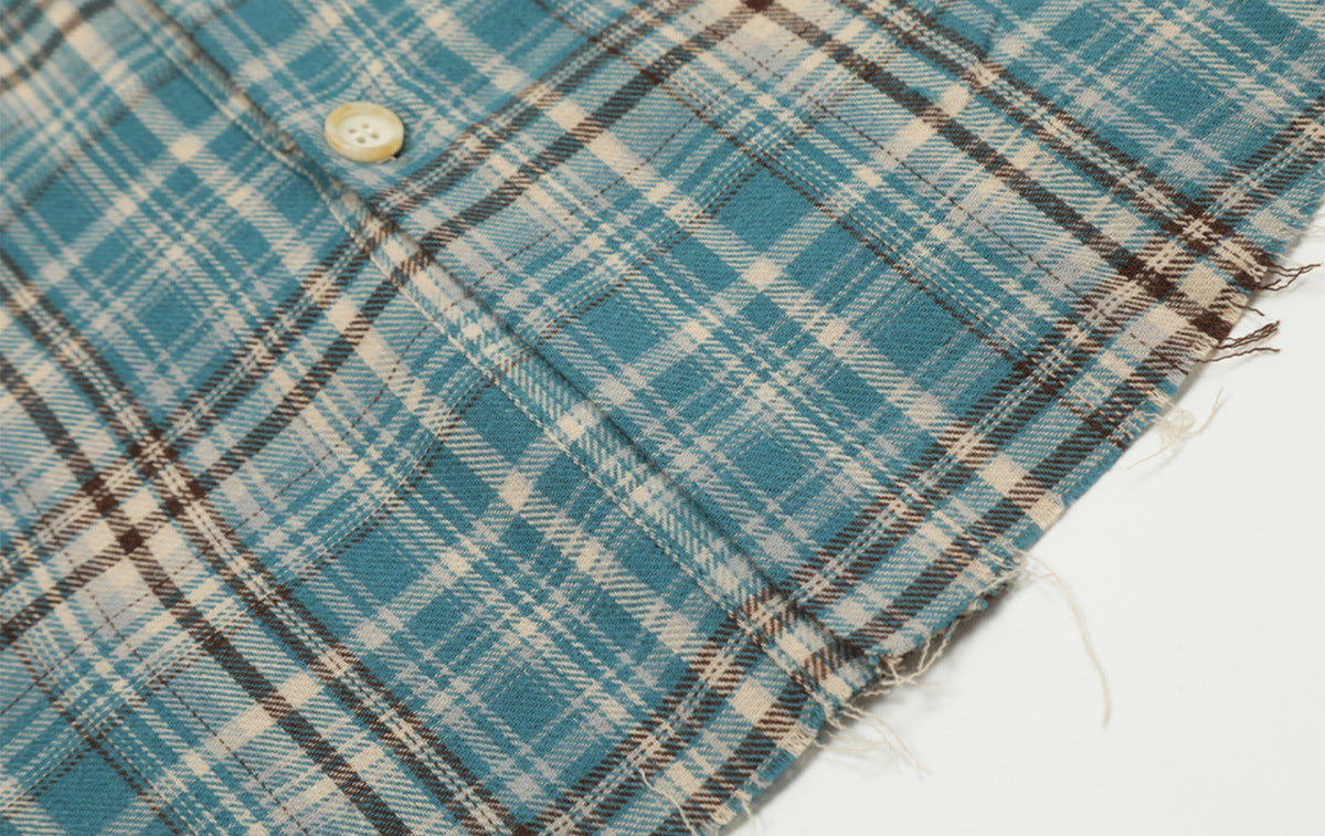 Distressed Plaid Flannel Shirt