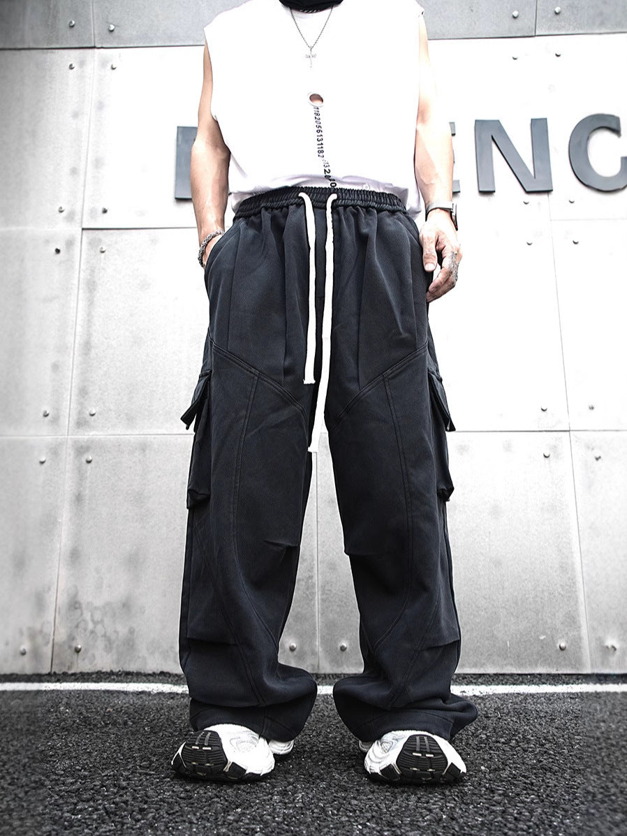 Baggy Cotton Black Cargo Pants