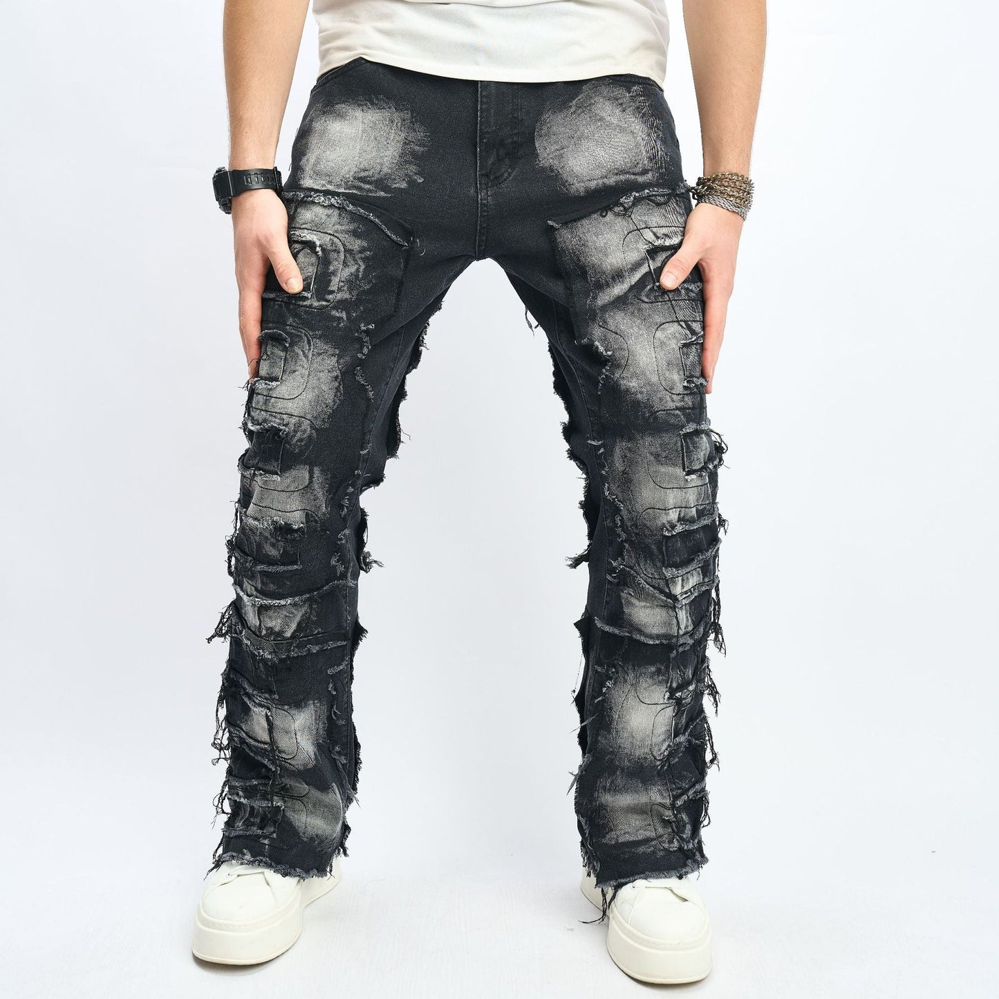 Vintage Washed Black Denim Jeans