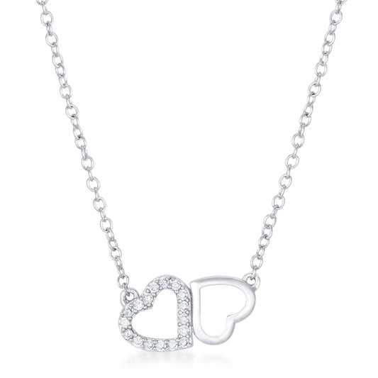 Sweet and Romantic Melded CZ Hearts Necklace