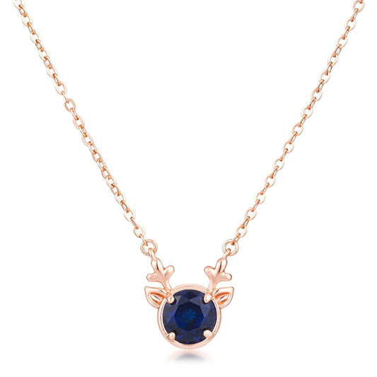 Reversible CZ Reindeer Pendant