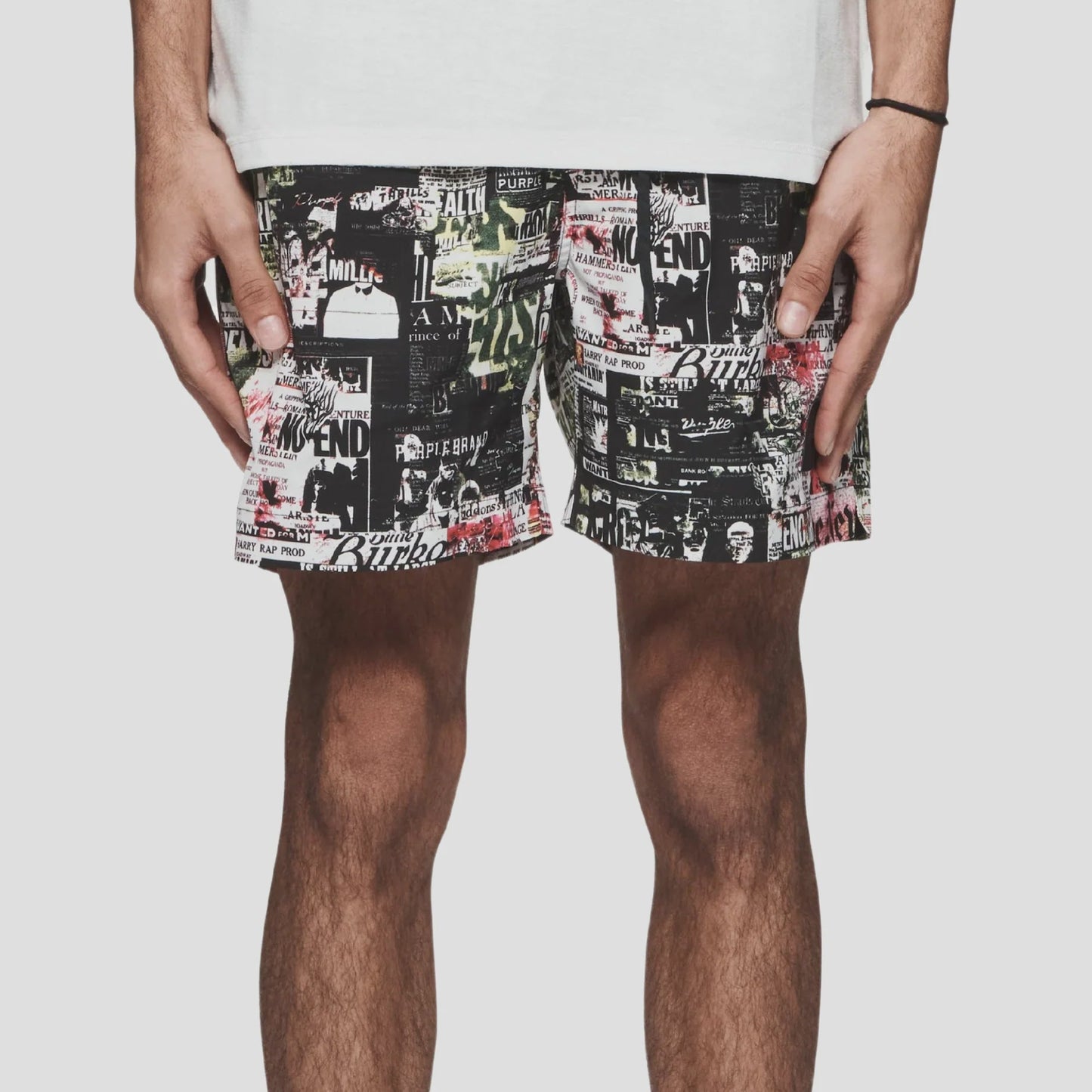 PURPLE Shorts All Over Graphic Print