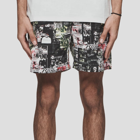 PURPLE Shorts All Over Graphic Print