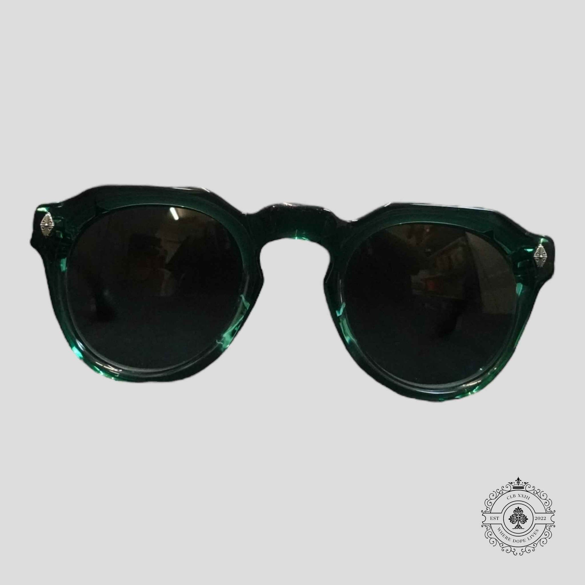 Chrome Hearts Lizard Boot Sunglasses in Marine Green/Silver