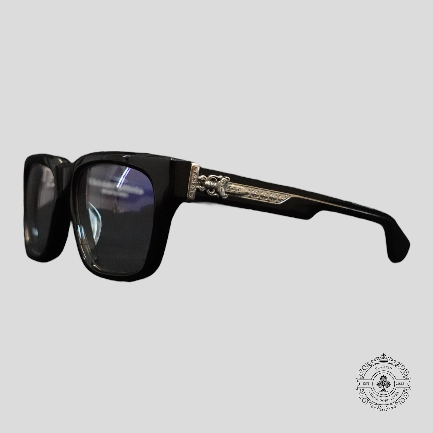 Chrome Hearts Box Officer Glasses in Black/Silver