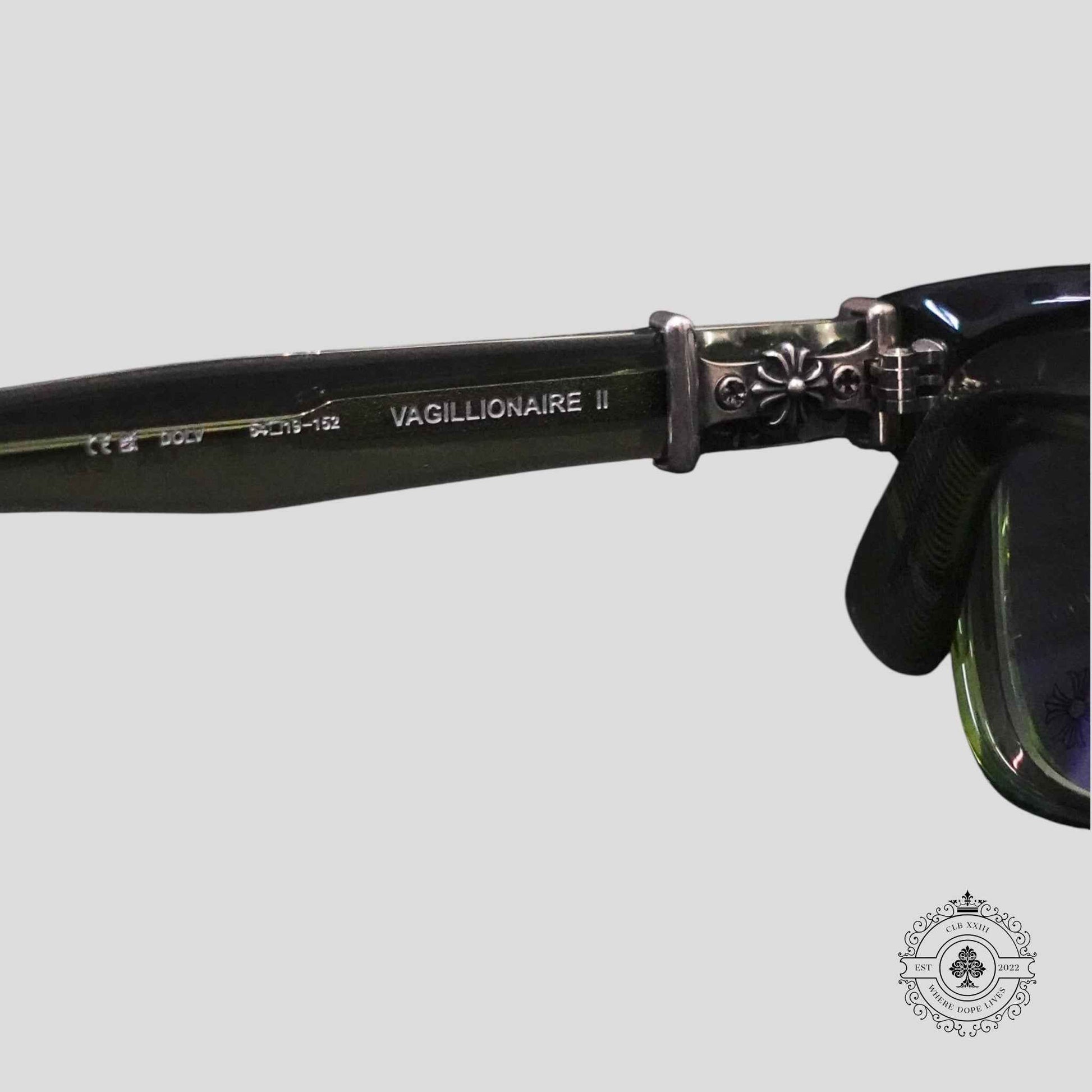 Chrome Hearts Diamond Embellished Vagillionaire II Glasses in Green/Silver