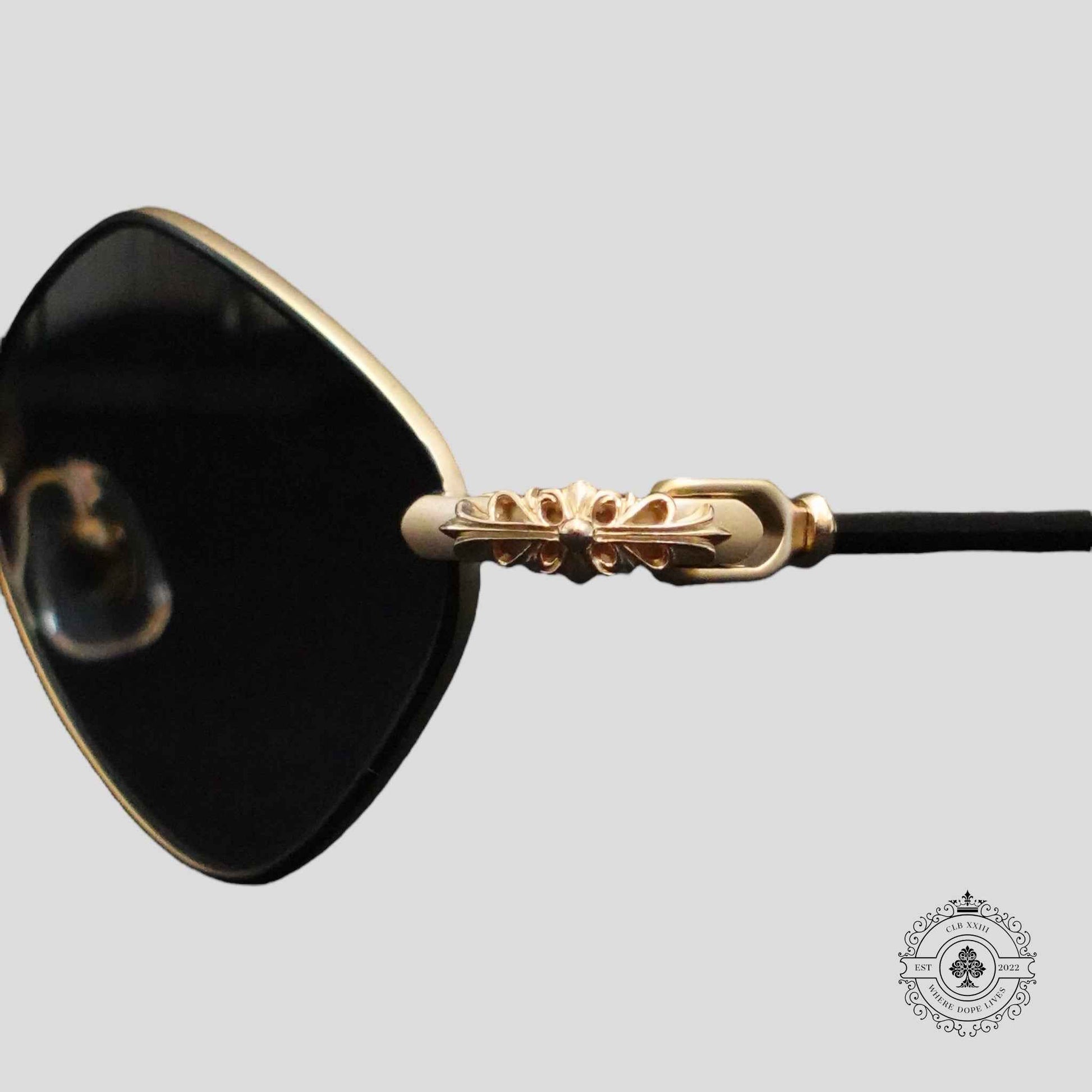 Chrome Hearts Diamond Dog Sunglasses in Black/Gold