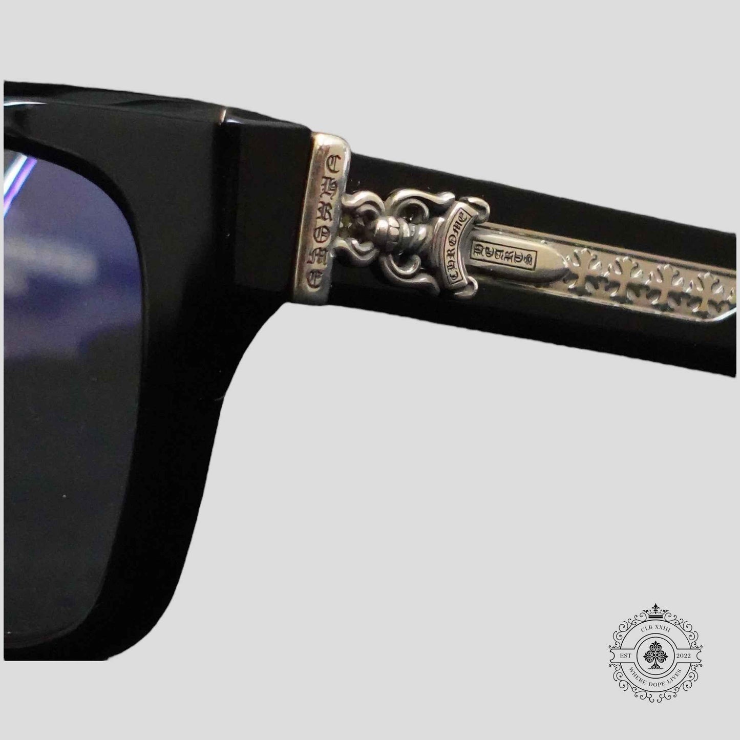 Chrome Hearts Box Officer Glasses in Black/Silver