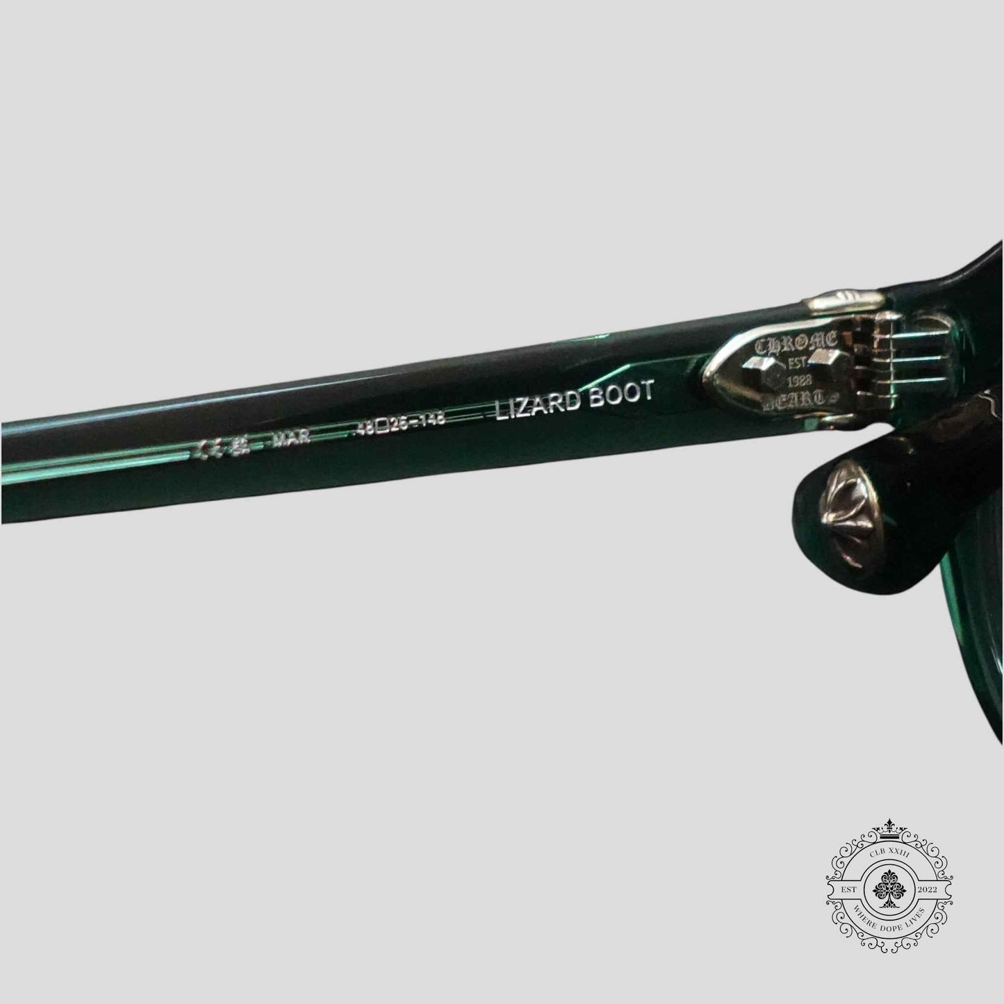 Chrome Hearts Lizard Boot Sunglasses in Marine Green/Silver