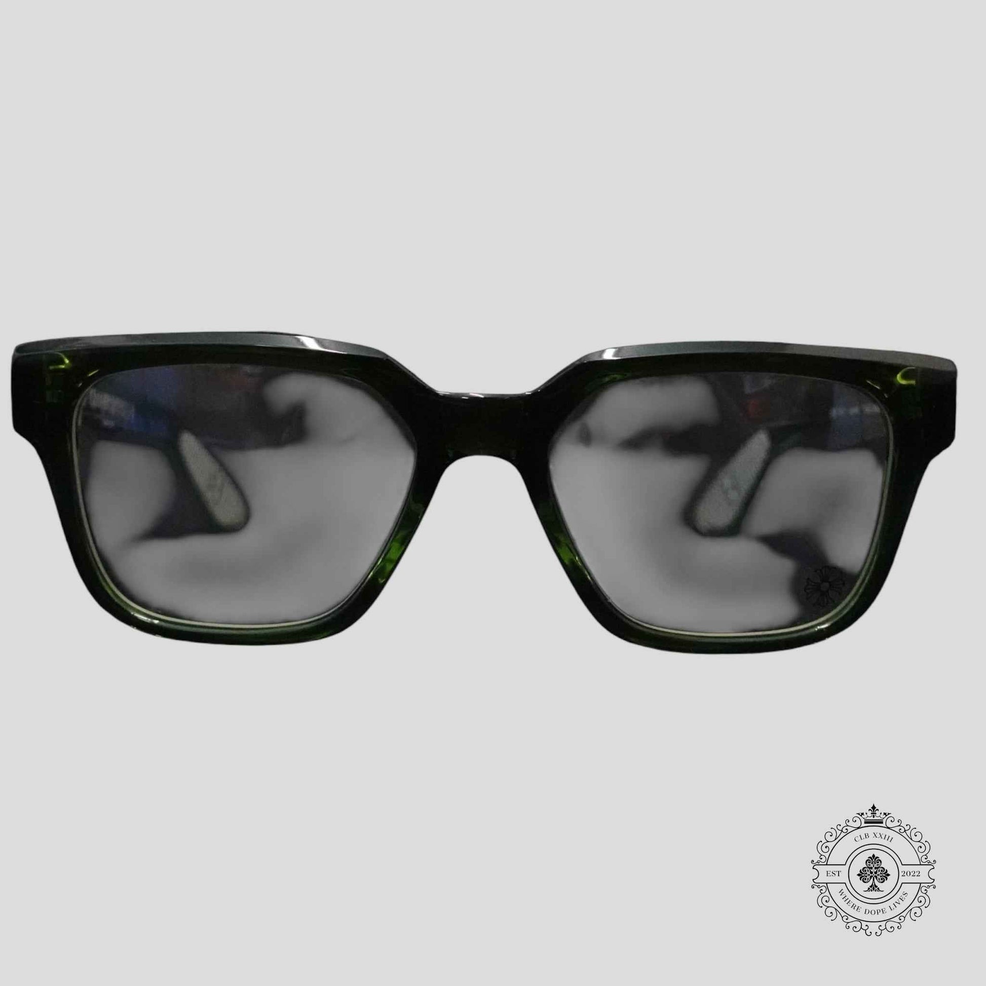 Chrome Hearts Diamond Embellished Vagillionaire II Glasses in Green/Silver