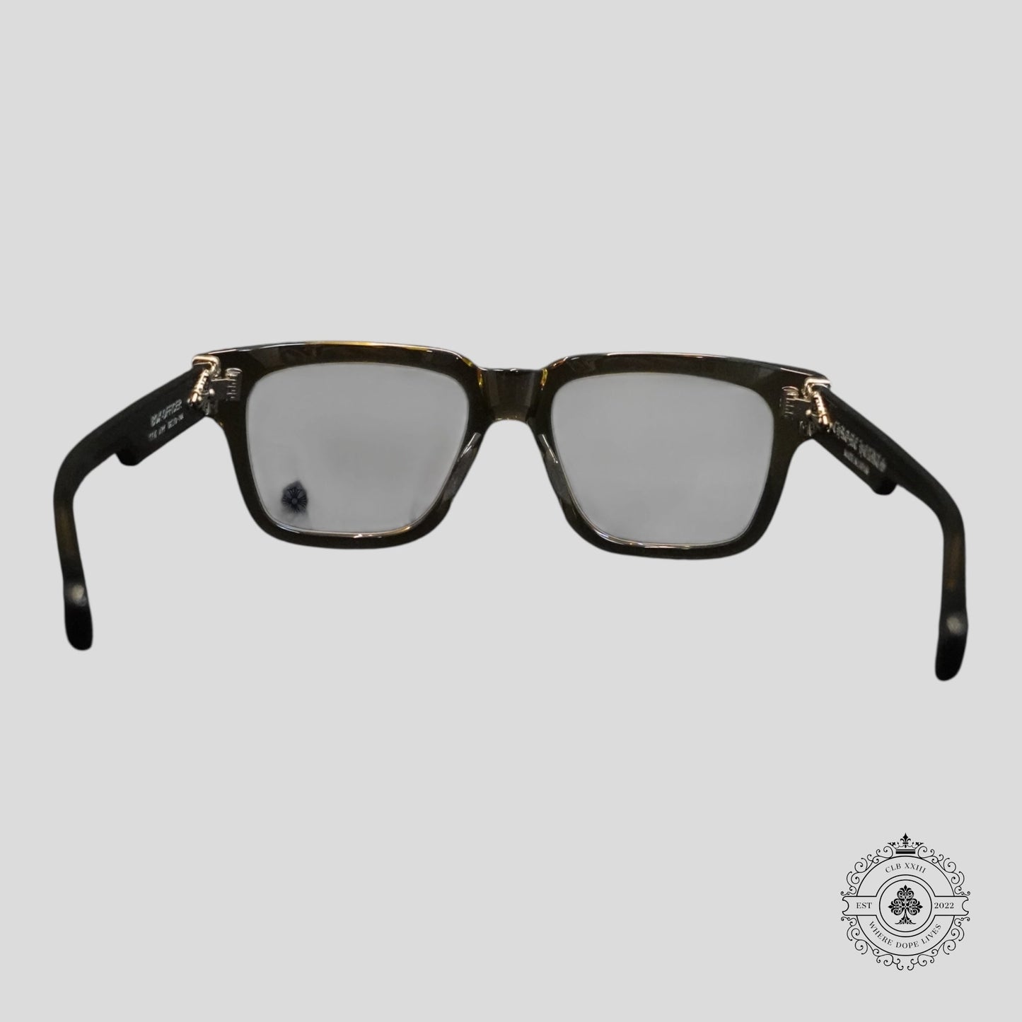 Chrome Hearts Box Officer Sunglasses in Clear Olive/Silver