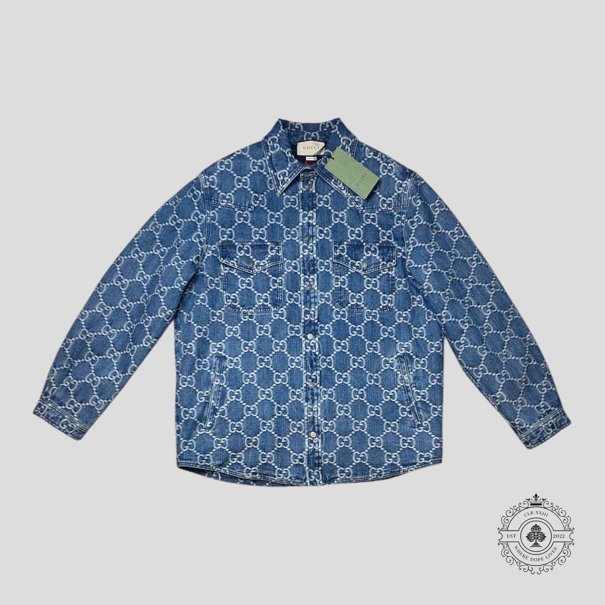 Gucci Jacquard Denim Jacket in Medium Wash