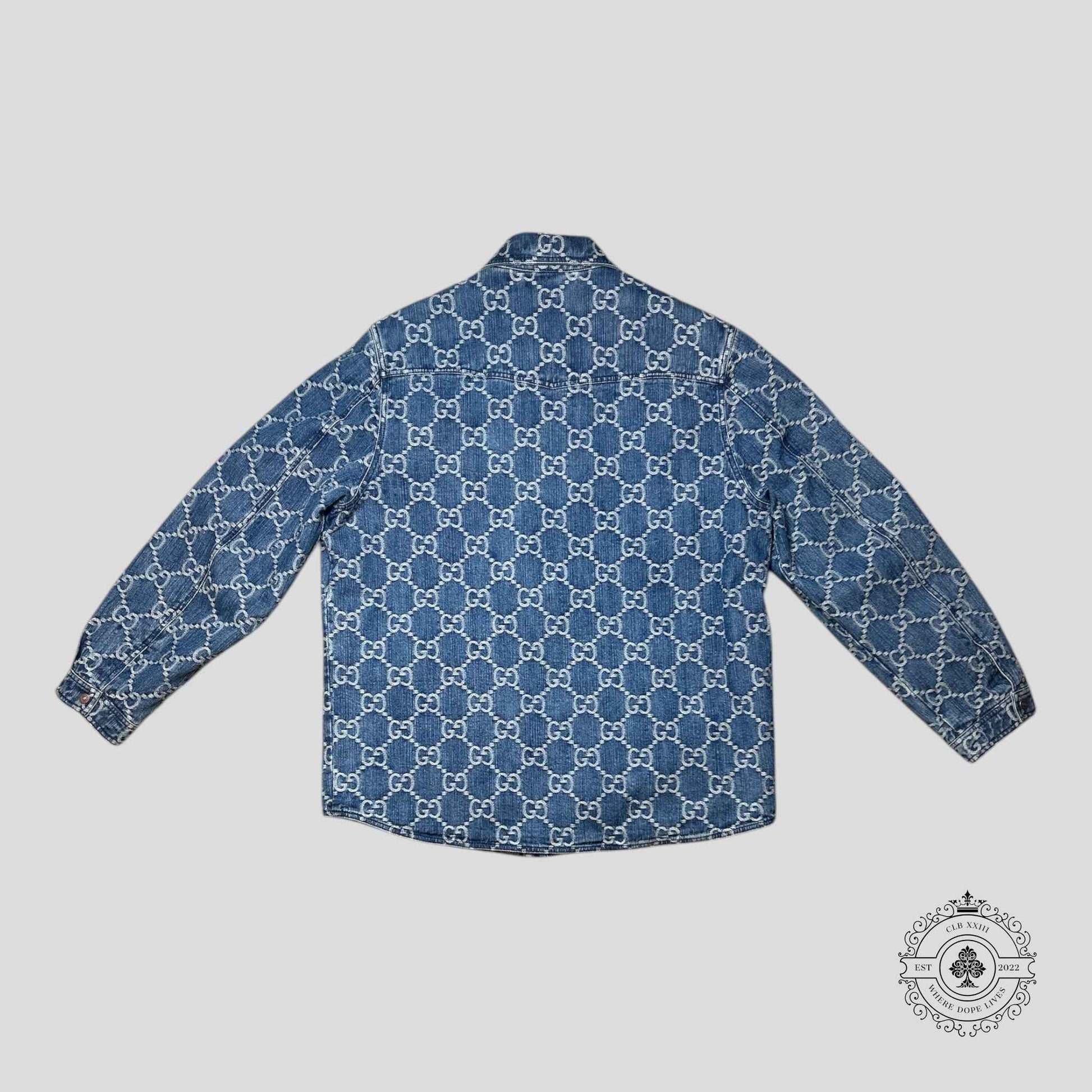 Gucci Jacquard Denim Jacket in Medium Wash
