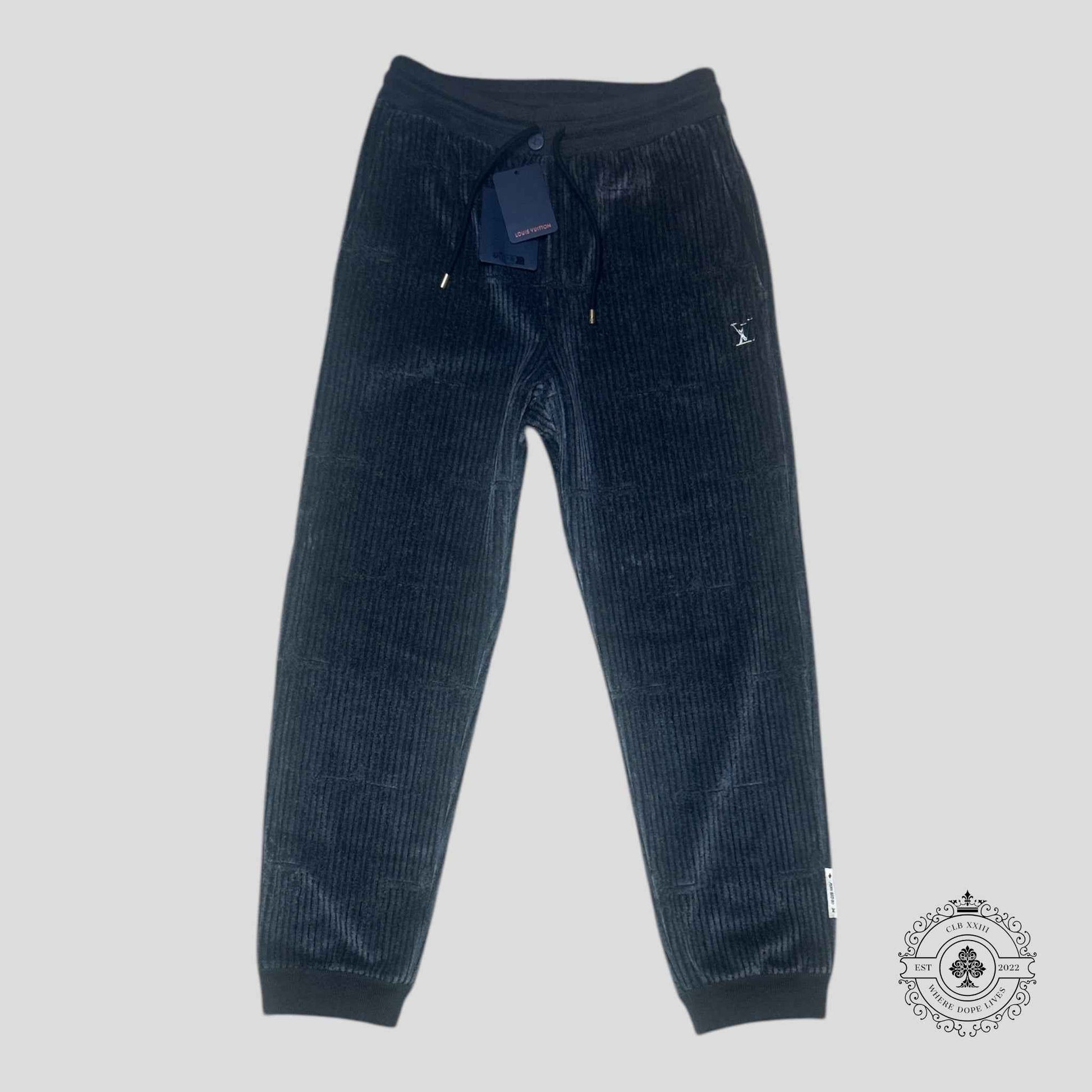 Louis Vuitton X Park Seo-Bo Velvet Trackpants in Dark Grey