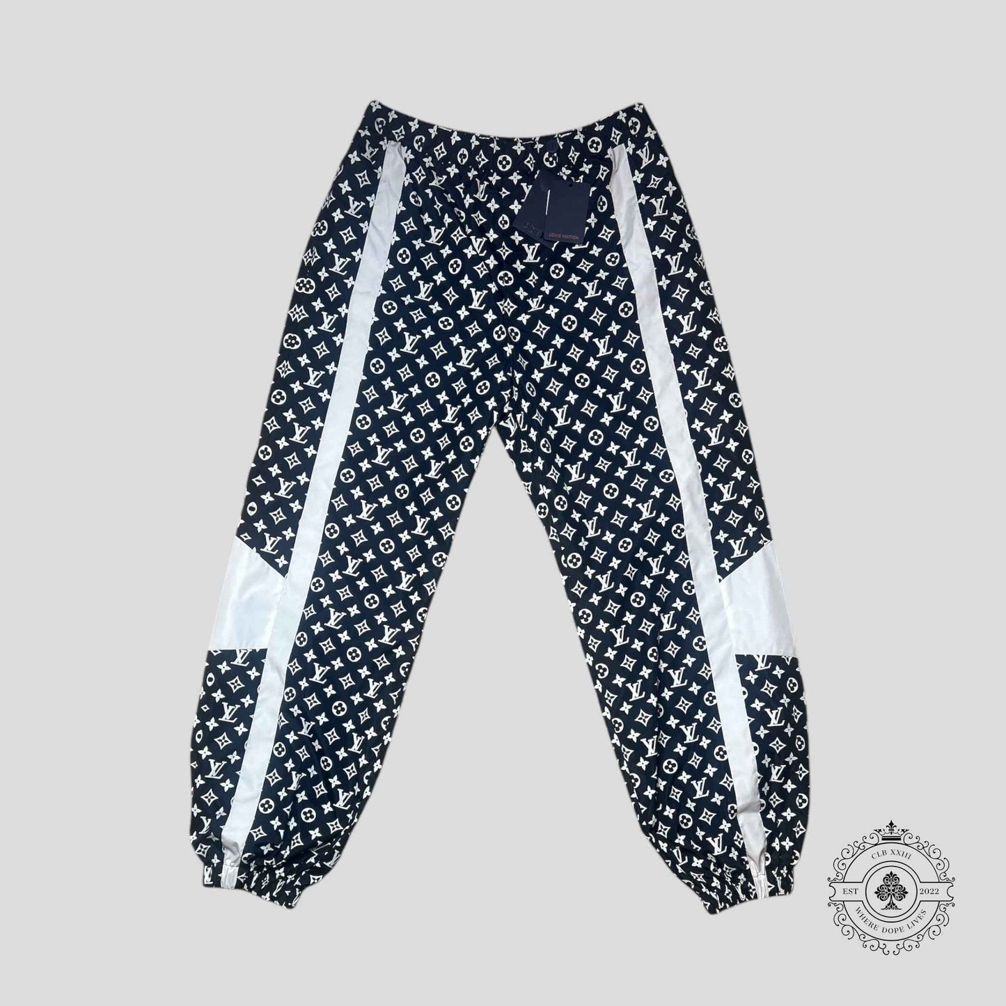 Louis Vuitton Monogram Printed Technical Trackpants in Black/White